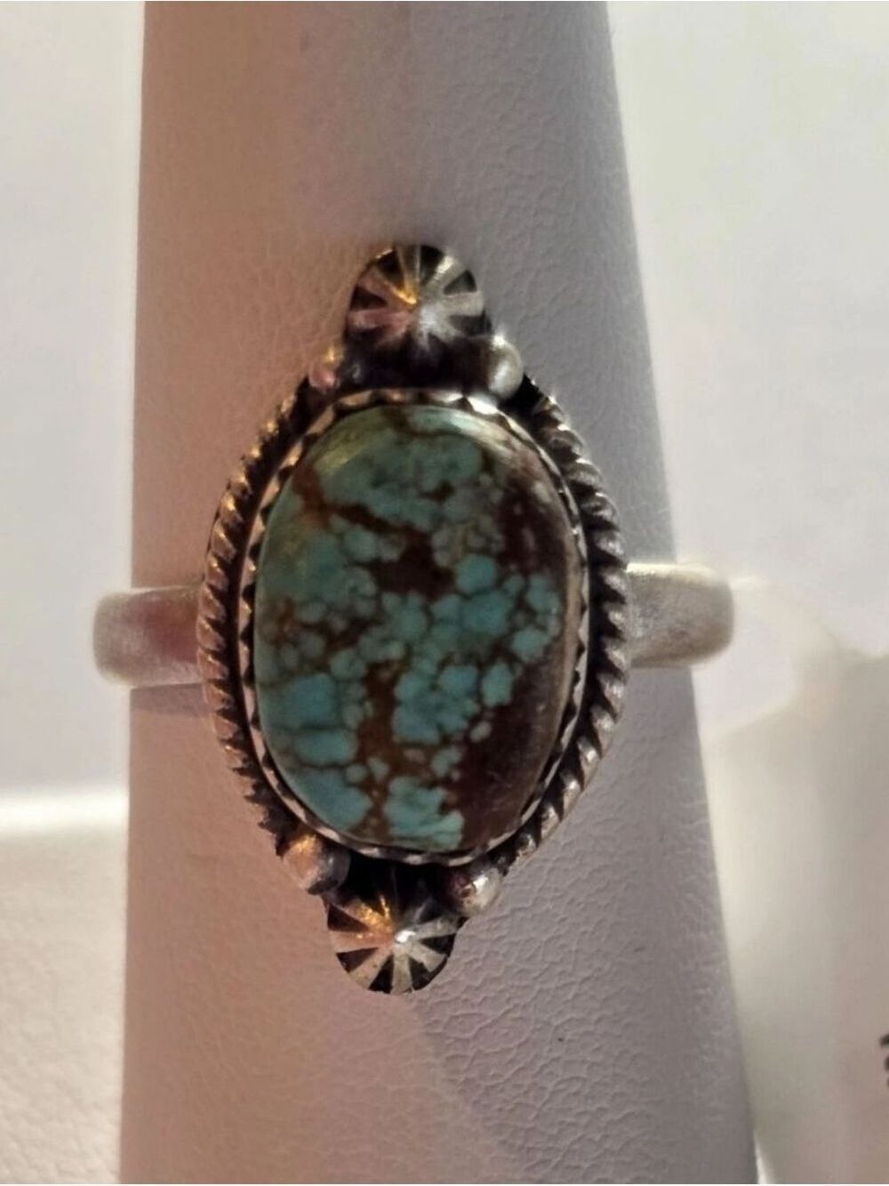 Number 8 Turquoise Sterling Silver Ring Southwestern